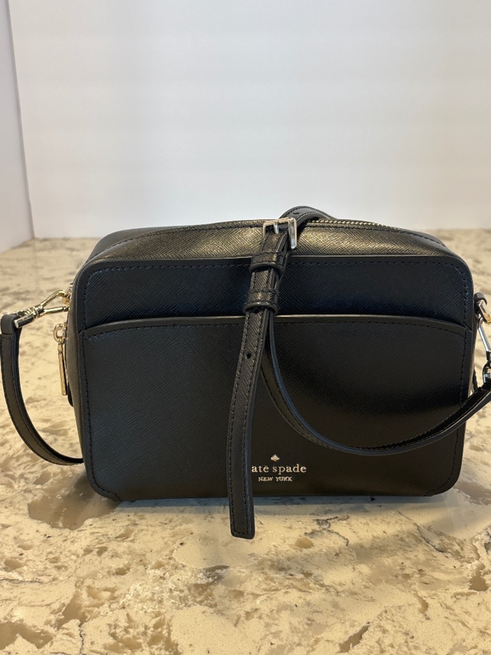 EUC Kate Spade Lauryn Black Saffiano Leather Camera Bag Handbag